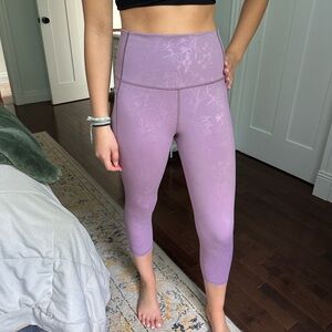 Embossed Purple High-Waisted capris Zyia Leggings with pockets